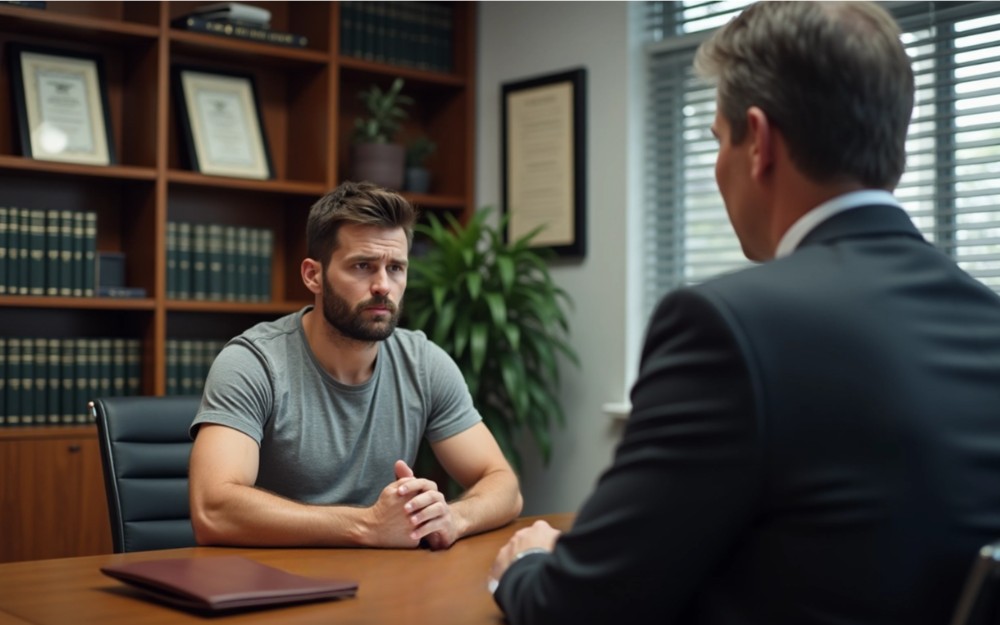 Man consulting a lawyer about the Early Appropriate Guilty Plea Scheme in NSW